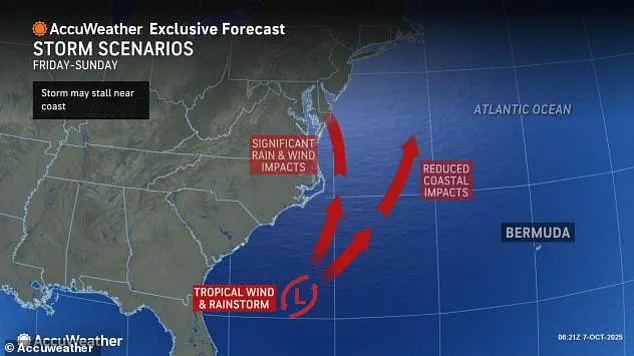Tropical Rainstorm Near US East Coast May Intensify into Dangerous Storm, Threatening Prolonged Coastal Flooding