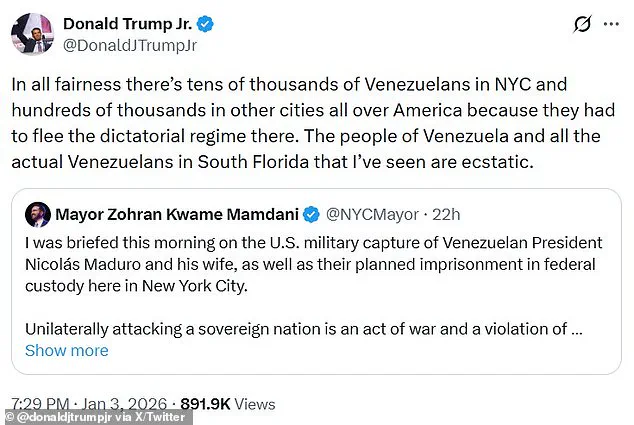 Trump Family's Divided Response to U.S. Intervention in Venezuela Highlights Foreign Policy Controversy