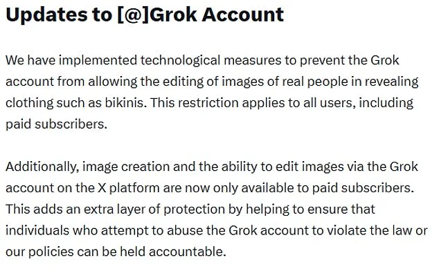 Late-Breaking: Elon Musk's X Restricts Grok AI from Generating Images of People in Revealing Clothing Amid Public Backlash