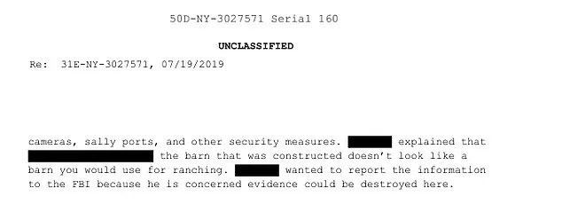 FBI Warned About Epstein's Suspicious Barn, Allegedly a Hideout for Buried Victims