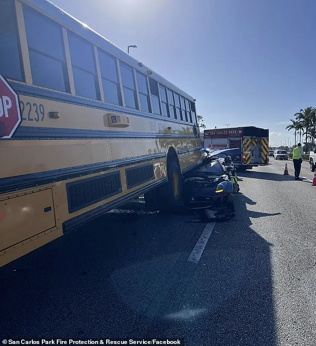 Miraculous Escape: Florida Jaguar Crash Avoids Tragedy as School Bus Driver Walks Away Unharmed