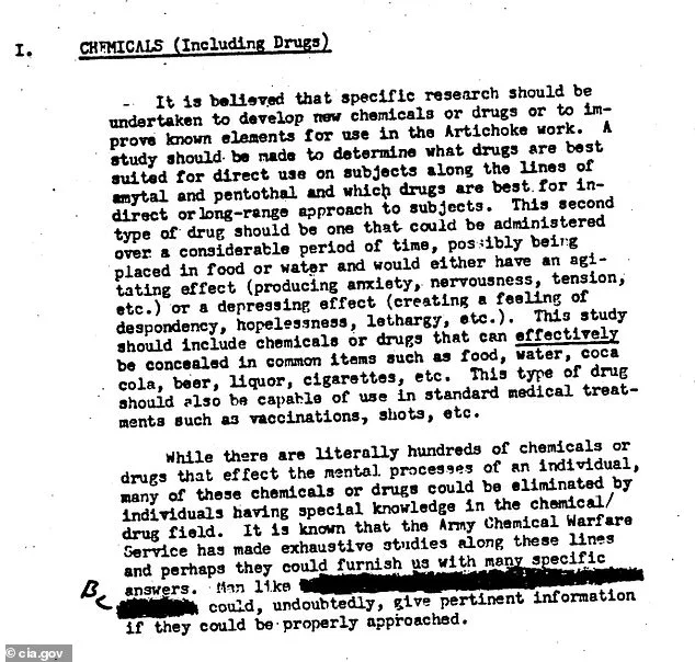 Declassified CIA Files Reveal Cold War-Era Mind Control Experiments: Project Artichoke's Covert Drug Plans